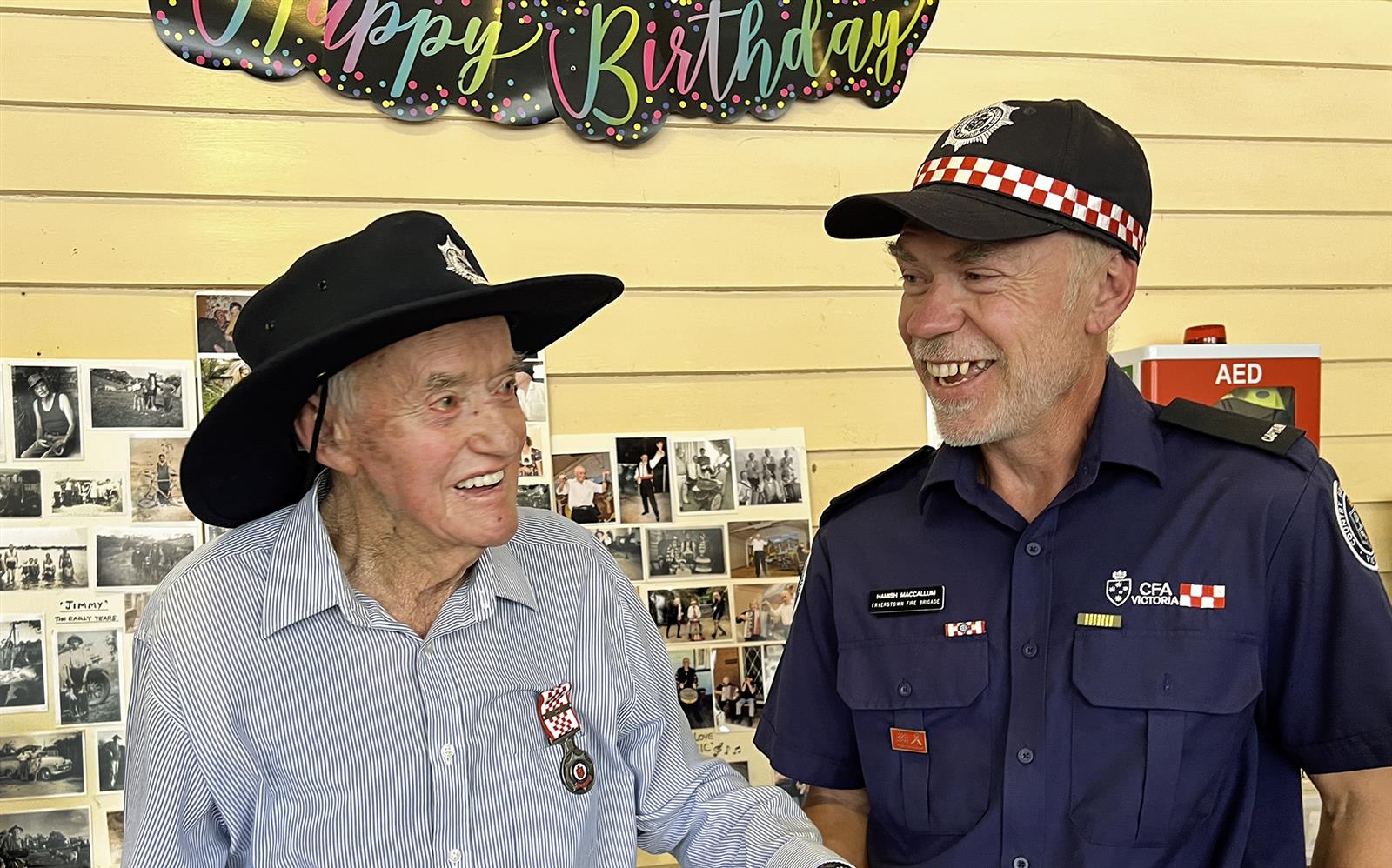 Jim Cole (left) and Fryerstown Captain Hamish Maccallum (right)
